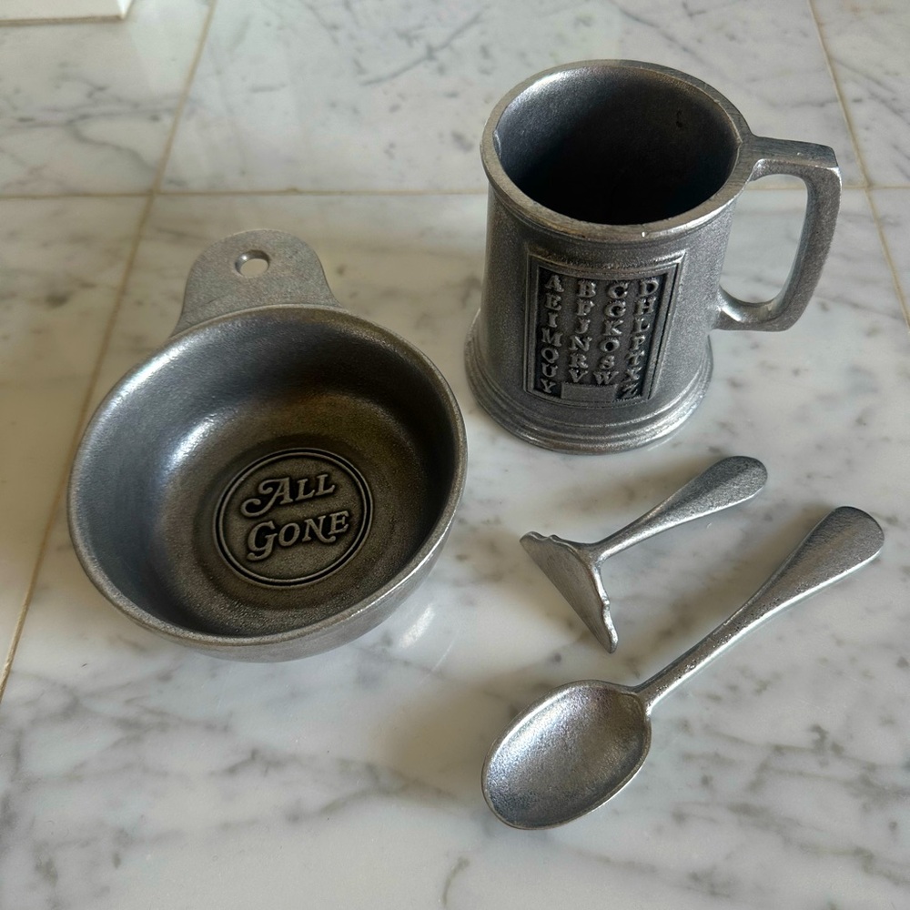 Vintage Wilton Armetale Pewter Child’s Feeding Set